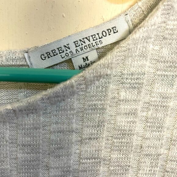 Green Envelope gray ripped sweater with zipper back. Size medium. - Picture 2 of 3